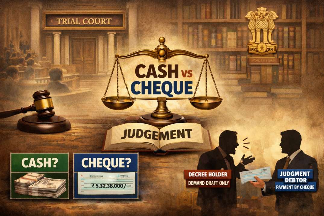 MP High Court ruling on cheque vs cash payment in execution proceedings under civil procedure law.